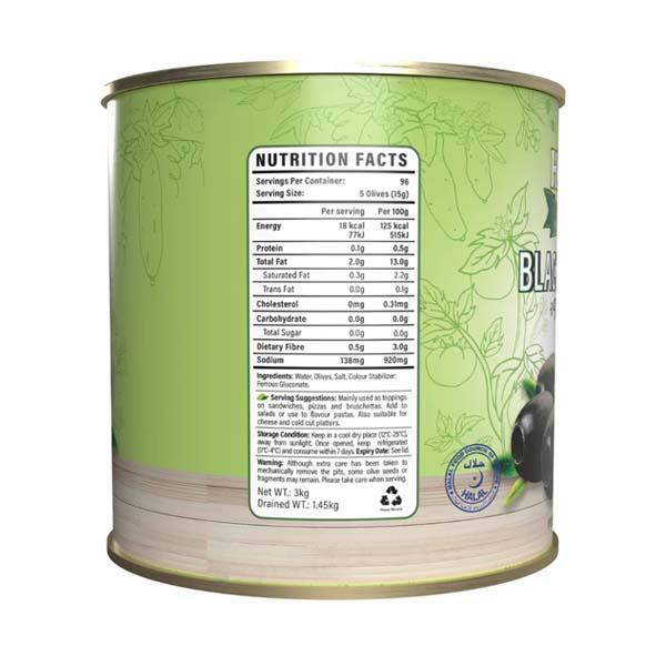 QUẢ OLIVE ĐEN KHÔNG HẠT HOSEN - SEEDLESS BLACK OLIVES HOSEN 3KG